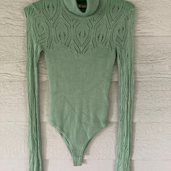 Mint green small Intimately Free People turtleneck bodysuit. - Picture 1 of 6